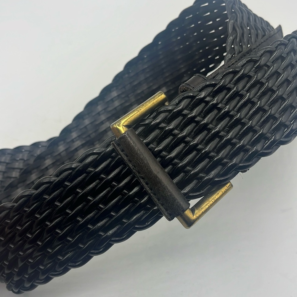 Anne Klein, black woven leather belt